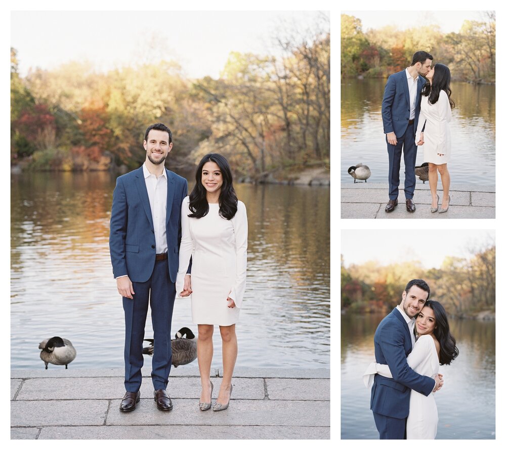  Fall engagement session in central park with ducks, autumn engagement session in central park by the lake, new york engagement session, central park engagement, engagement session outfits ideas, engagement session ideas 