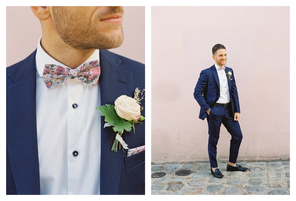  Groom bow tie, pink groom bow tie, groom style, groom portrait, blue wedding suit 