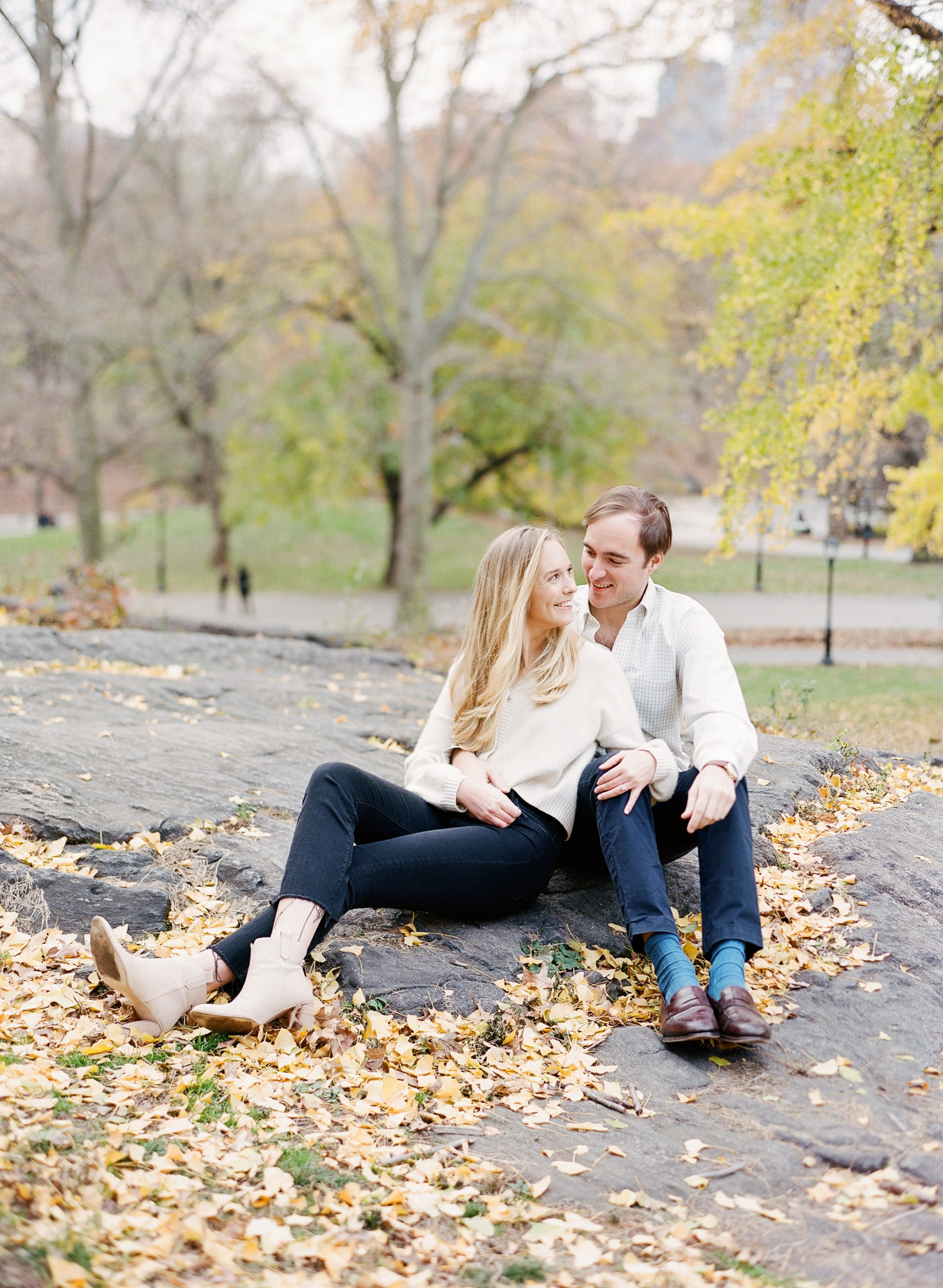 fall engagement photos in central park new york city