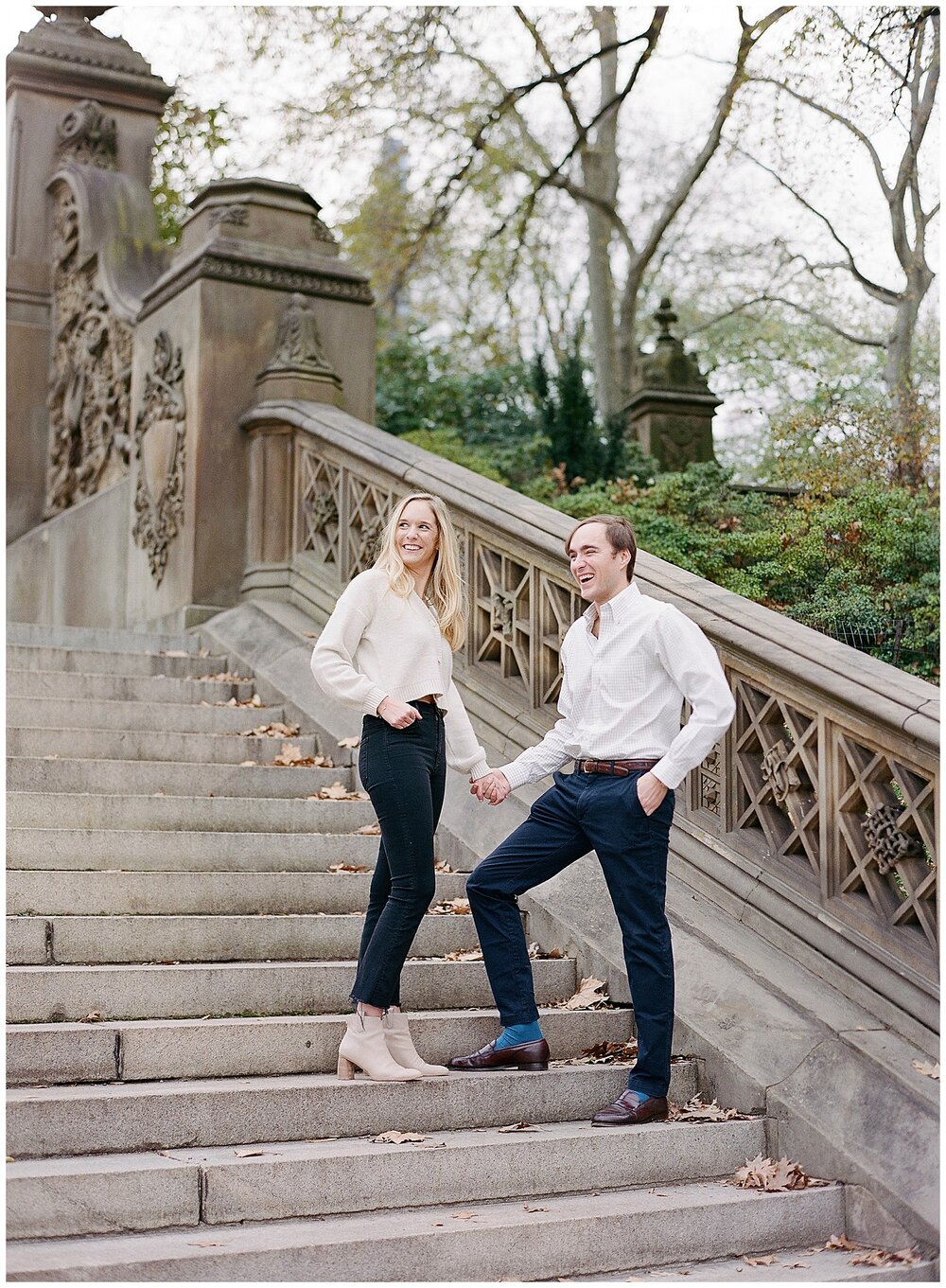  engagement photo session at bethesda terrace in central park 